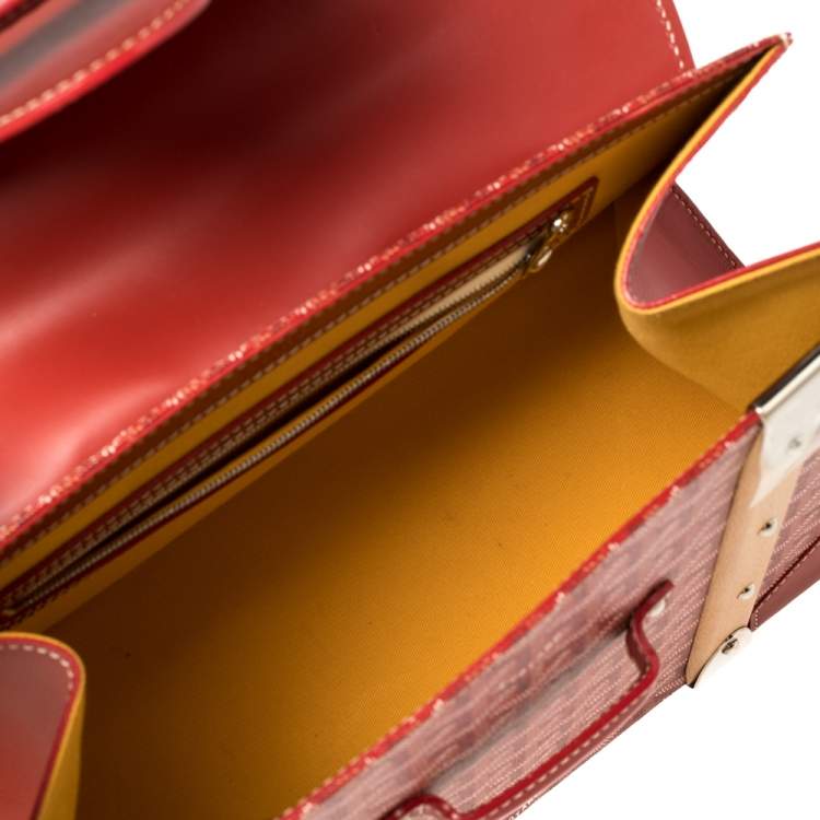 Pre Owned Goyard Red Goyardine Coated Canvas and Leather Saigon Top Handle Bag