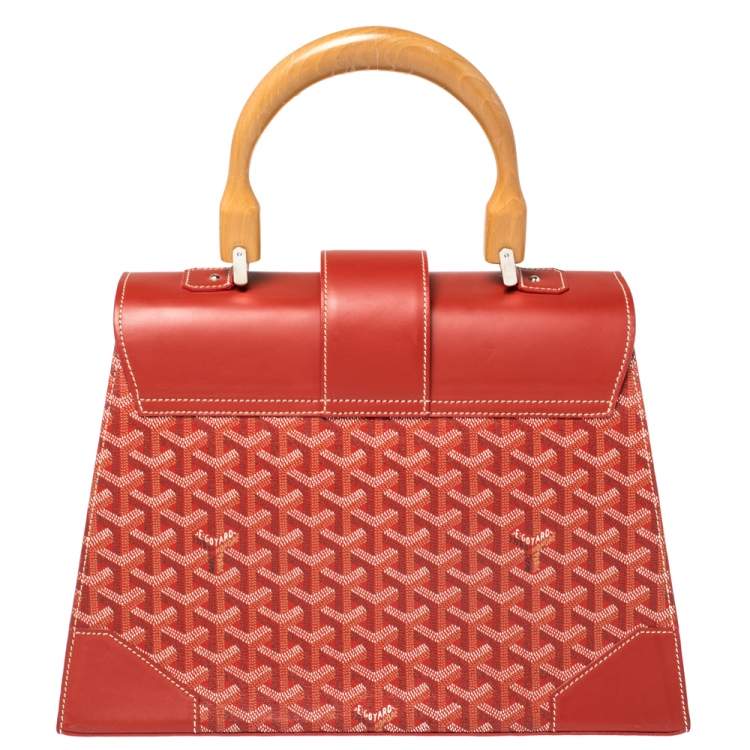 Pre Owned Goyard Red Goyardine Coated Canvas and Leather Saigon Top Handle Bag