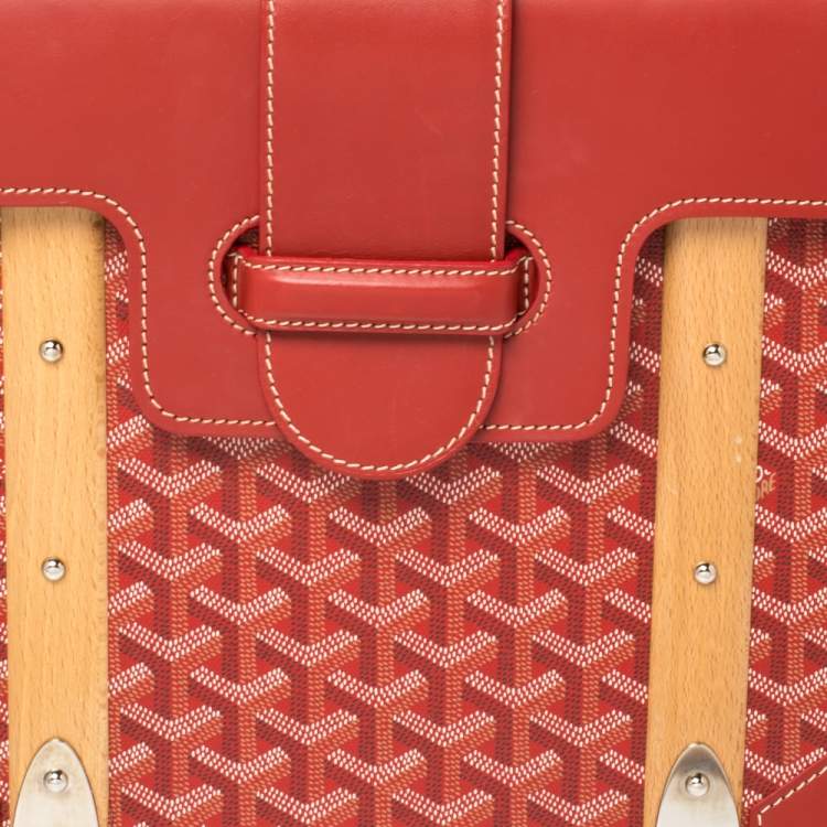 Pre Owned Goyard Red Goyardine Coated Canvas and Leather Saigon Top Handle Bag