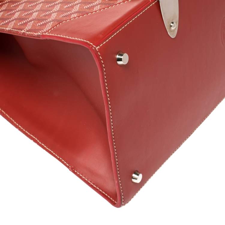 Pre Owned Goyard Red Goyardine Coated Canvas and Leather Saigon Top Handle Bag