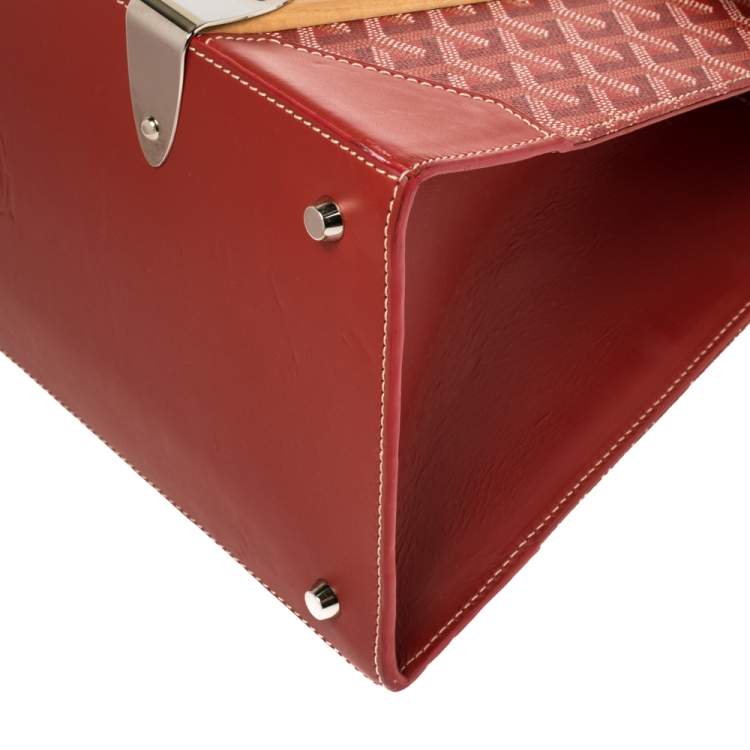 Pre Owned Goyard Red Goyardine Coated Canvas and Leather Saigon Top Handle Bag