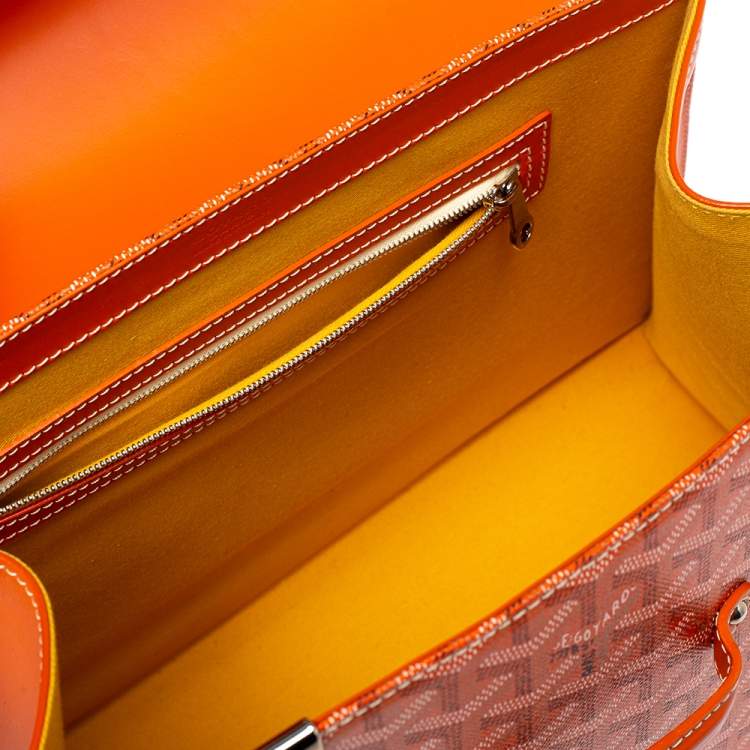 Pre Owned Goyard Orange Goyardine Coated Canvas and Leather Saigon MM Top Handle Bag