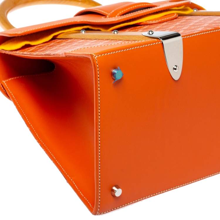 Pre Owned Goyard Orange Goyardine Coated Canvas and Leather Saigon MM Top Handle Bag