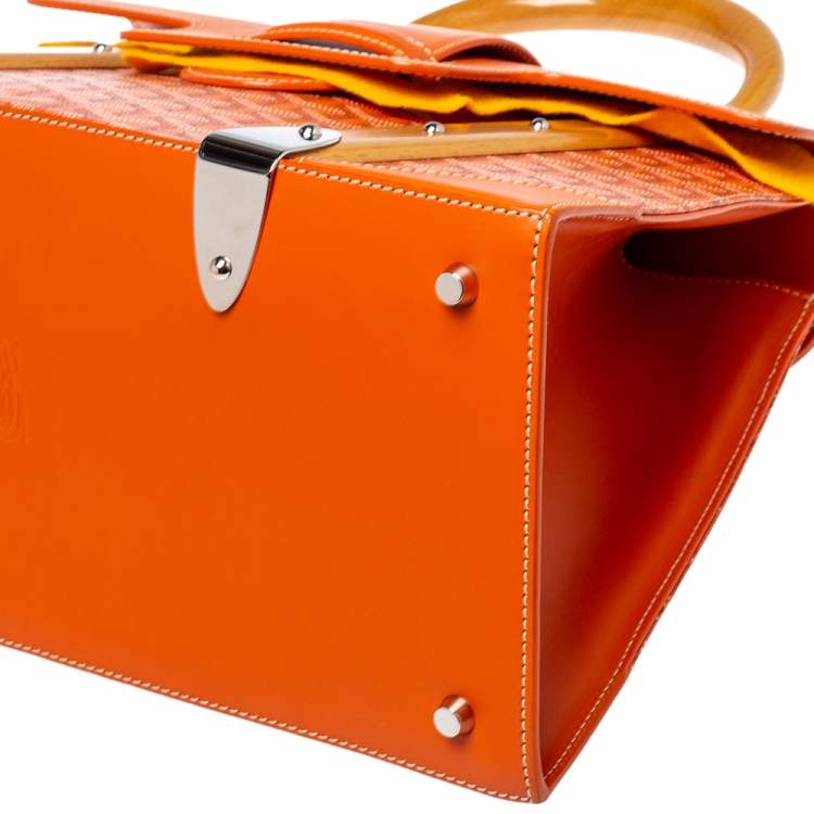Pre Owned Goyard Orange Goyardine Coated Canvas and Leather Saigon MM Top Handle Bag