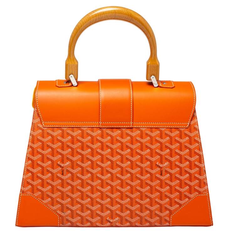 Pre Owned Goyard Orange Goyardine Coated Canvas and Leather Saigon MM Top Handle Bag