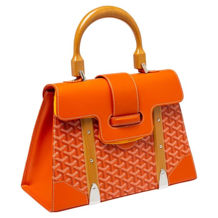 Pre Owned Goyard Orange Goyardine Coated Canvas and Leather Saigon MM Top Handle Bag