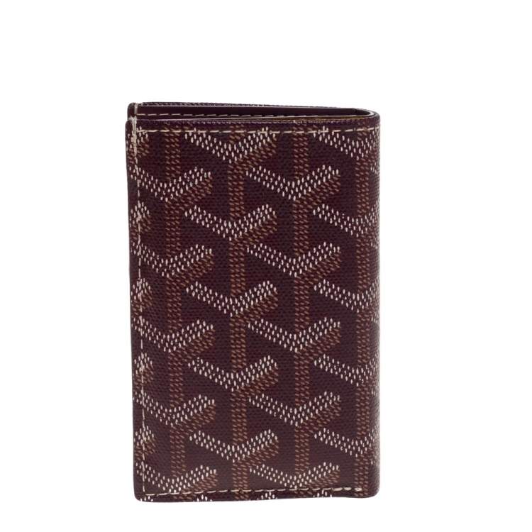 Pre Owned Goyard Burgundy Goyardine Coated Canvas Saint Pierre Bifold Card Holder 