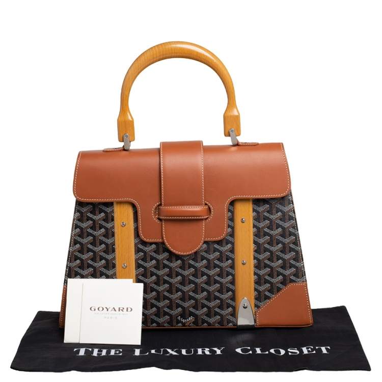 Pre Owned Goyard Brown/Cognac Coated Canvas and Leather Saigon Top Handle Bag