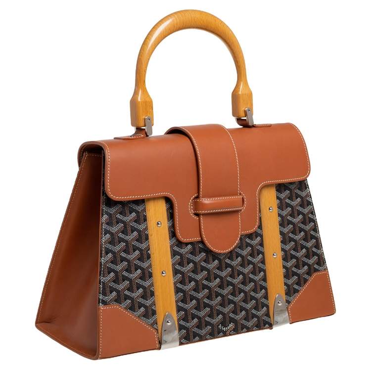 Pre Owned Goyard Brown/Cognac Coated Canvas and Leather Saigon Top Handle Bag