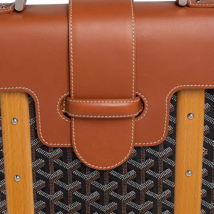 Pre Owned Goyard Brown/Cognac Coated Canvas and Leather Saigon Top Handle Bag