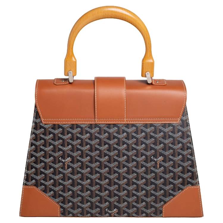 Pre Owned Goyard Brown/Cognac Coated Canvas and Leather Saigon Top Handle Bag