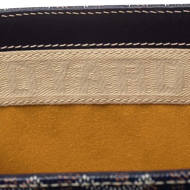 Pre Owned Goyard Navy Blue Goyardine Coated Canvas and Leather PM Saigon Top Handle Bag