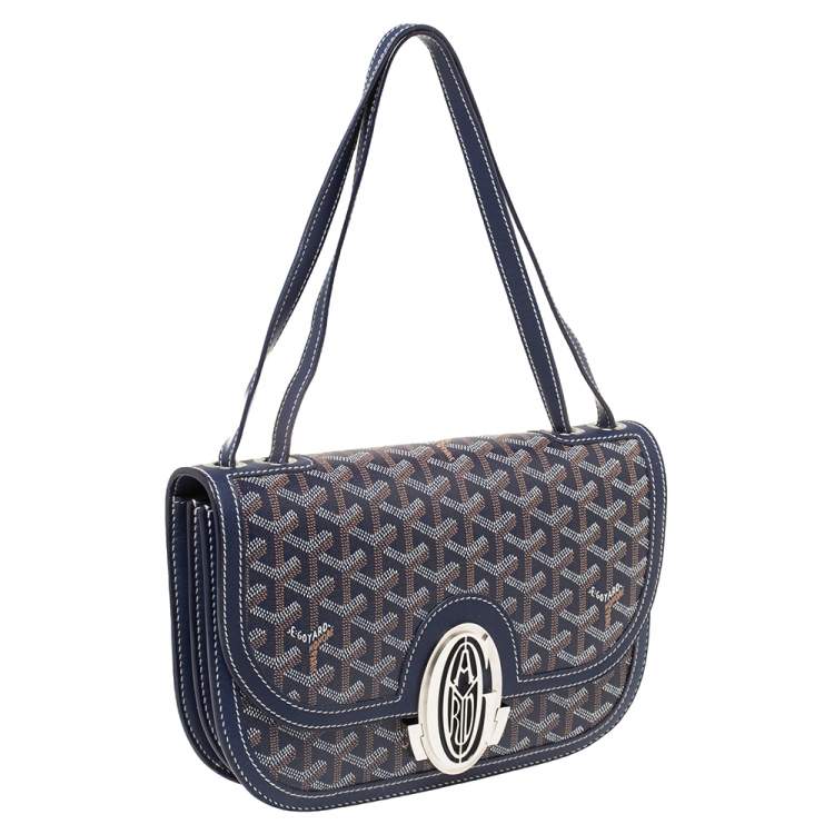 Pre Owned Goyard Blue Goyardine Coated Canvas 223 PM Shoulder Bag