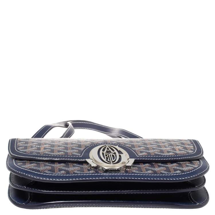 Pre Owned Goyard Blue Goyardine Coated Canvas 223 PM Shoulder Bag