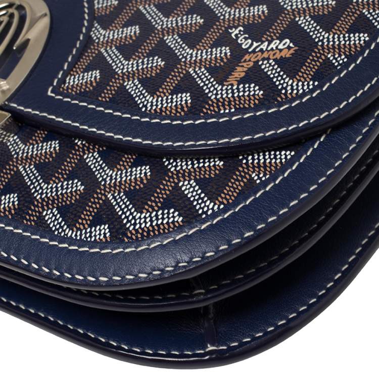 Pre Owned Goyard Blue Goyardine Coated Canvas 223 PM Shoulder Bag
