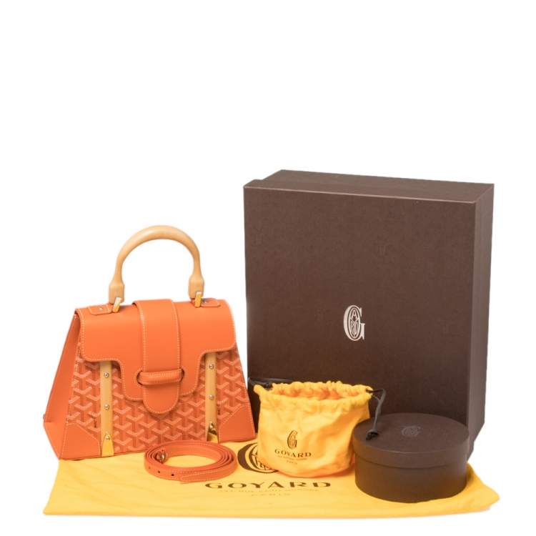 Pre Owned Goyard Orange Coated Canvas and Leather Saigon PM Top Handle Bag