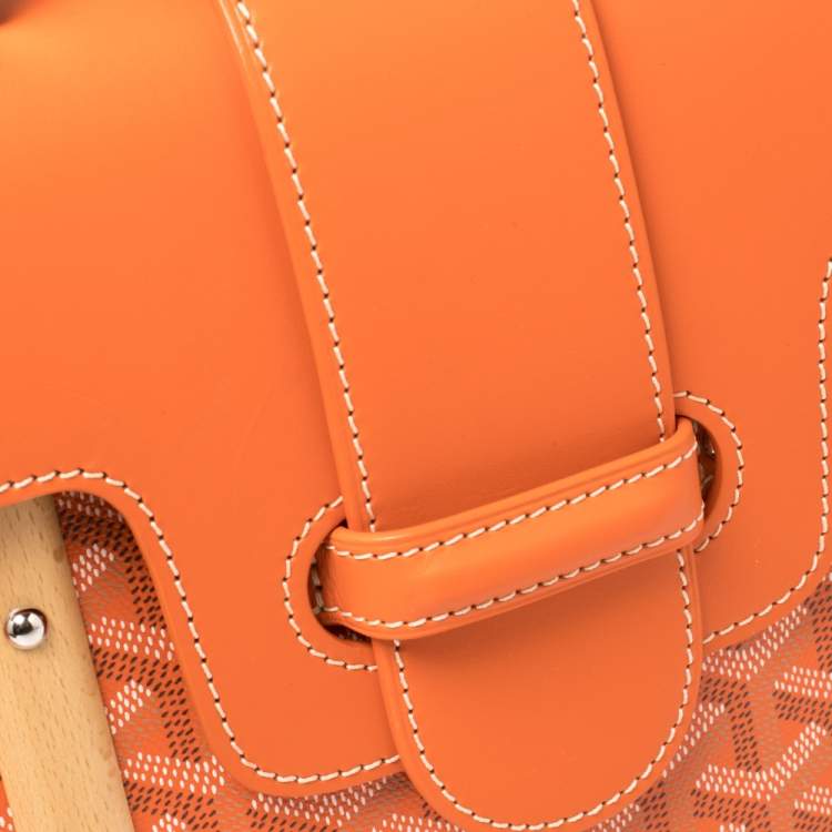 Pre Owned Goyard Orange Coated Canvas and Leather Saigon PM Top Handle Bag