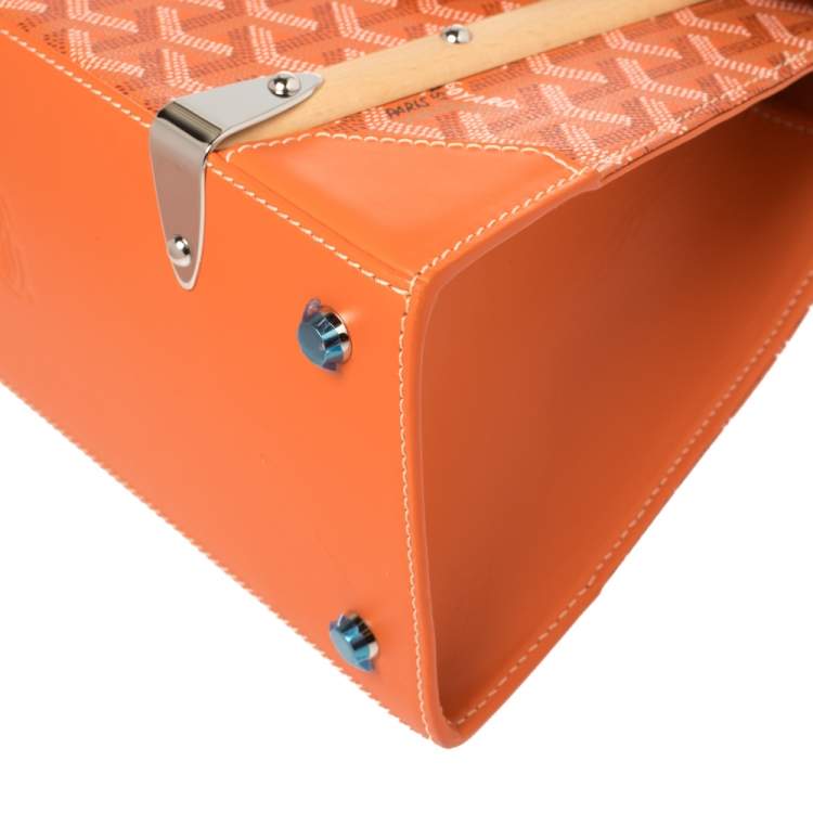 Pre Owned Goyard Orange Coated Canvas and Leather Saigon PM Top Handle Bag