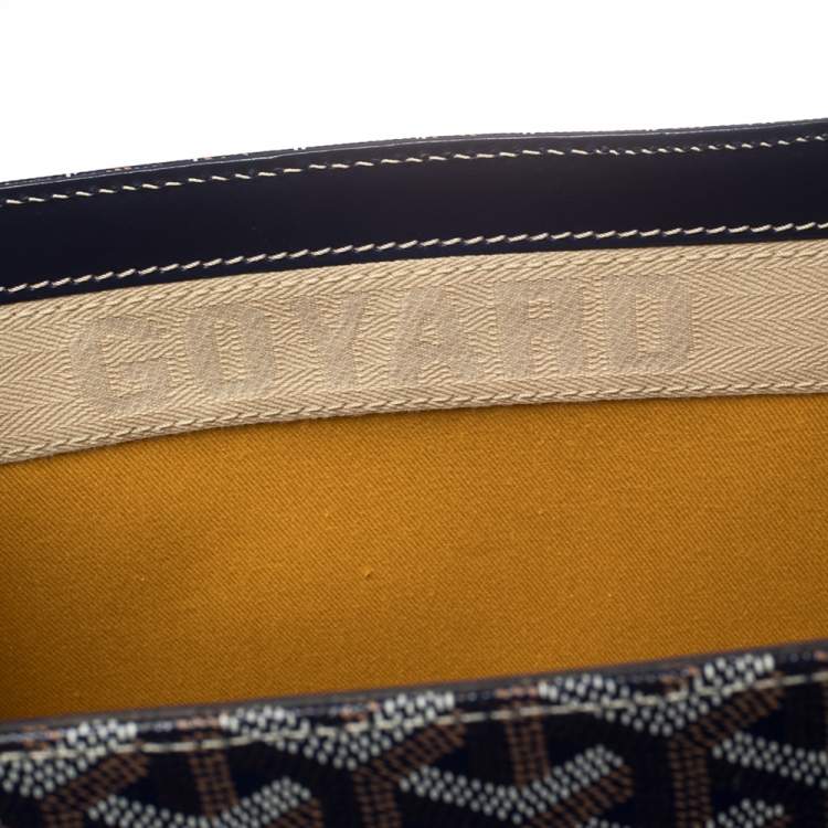 Pre Owned Goyard Navy Blue Goyardine Coated Canvas and Leather Saigon MM Top Handle Bag
