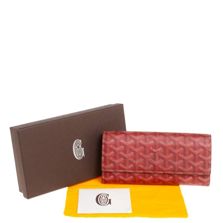 Pre Owned Goyard Red Goyardine Coated Canvas Varenne Continental Wallet