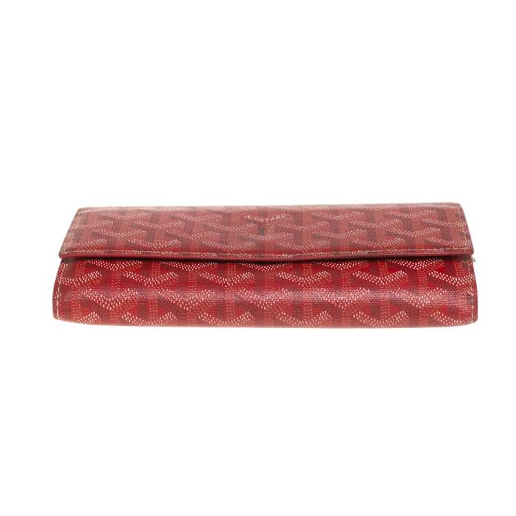 Pre Owned Goyard Red Goyardine Coated Canvas Varenne Continental Wallet