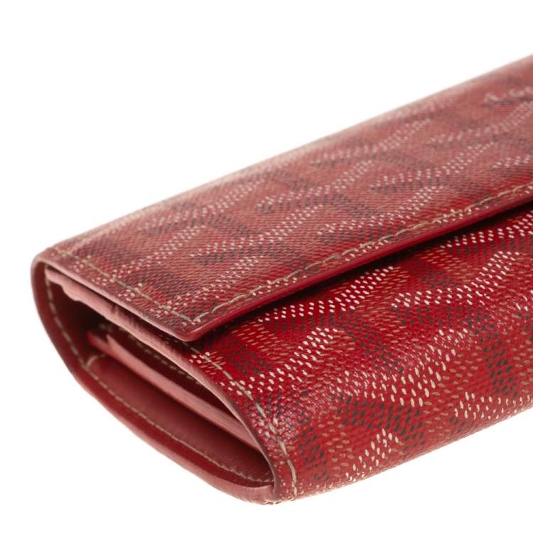 Pre Owned Goyard Red Goyardine Coated Canvas Varenne Continental Wallet