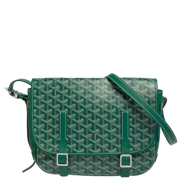 Goyard Green Goyardine Coated Canvas and Leather Belvedere MM Saddle Bag  Goyard | The Luxury Closet