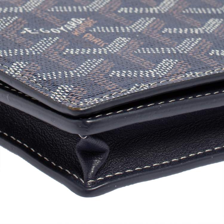 Pre Owned Goyard Navy Blue Coated Canvas Richelieu Wallet