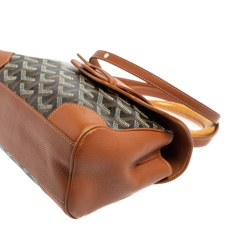 Pre Owned Goyard Brown Goyardine Canvas and Leather Mini Saigon Top Handle Bag