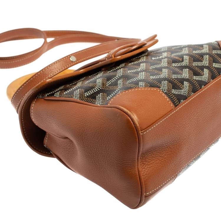 Pre Owned Goyard Brown Goyardine Canvas and Leather Mini Saigon Top Handle Bag