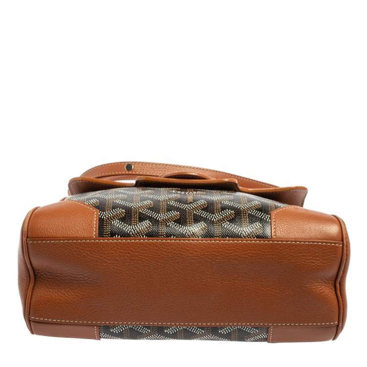 Pre Owned Goyard Brown Goyardine Canvas and Leather Mini Saigon Top Handle Bag