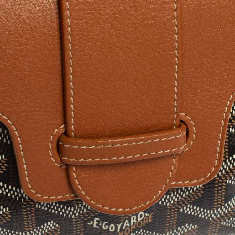 Pre Owned Goyard Brown Goyardine Canvas and Leather Mini Saigon Top Handle Bag