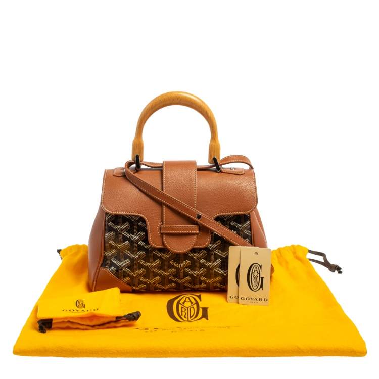 Pre Owned Goyard Brown Goyardine Canvas and Leather Mini Saigon Top Handle Bag