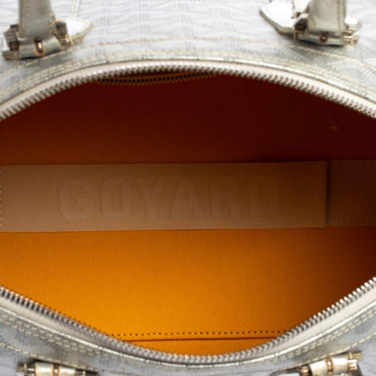 Pre Owned Goyard Silver Goyardine Coated Canvas and Leather Croisiere 40 Duffel Bag