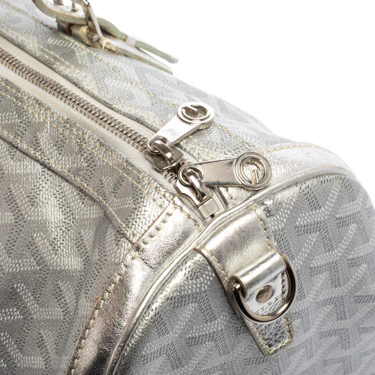 Pre Owned Goyard Silver Goyardine Coated Canvas and Leather Croisiere 40 Duffel Bag