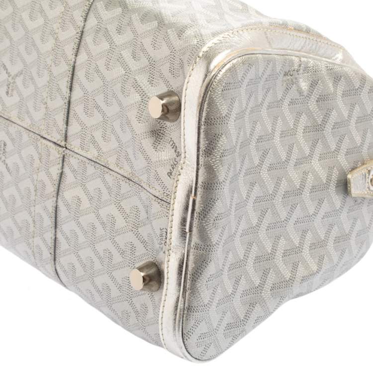 Pre Owned Goyard Silver Goyardine Coated Canvas and Leather Croisiere 40 Duffel Bag