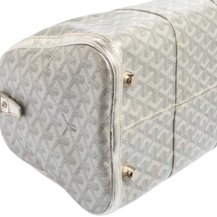 Pre Owned Goyard Silver Goyardine Coated Canvas and Leather Croisiere 40 Duffel Bag