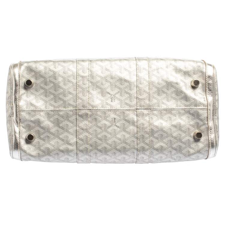 Pre Owned Goyard Silver Goyardine Coated Canvas and Leather Croisiere 40 Duffel Bag