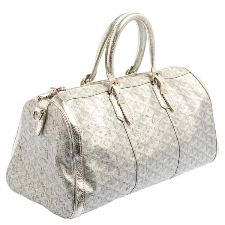Pre Owned Goyard Silver Goyardine Coated Canvas and Leather Croisiere 40 Duffel Bag