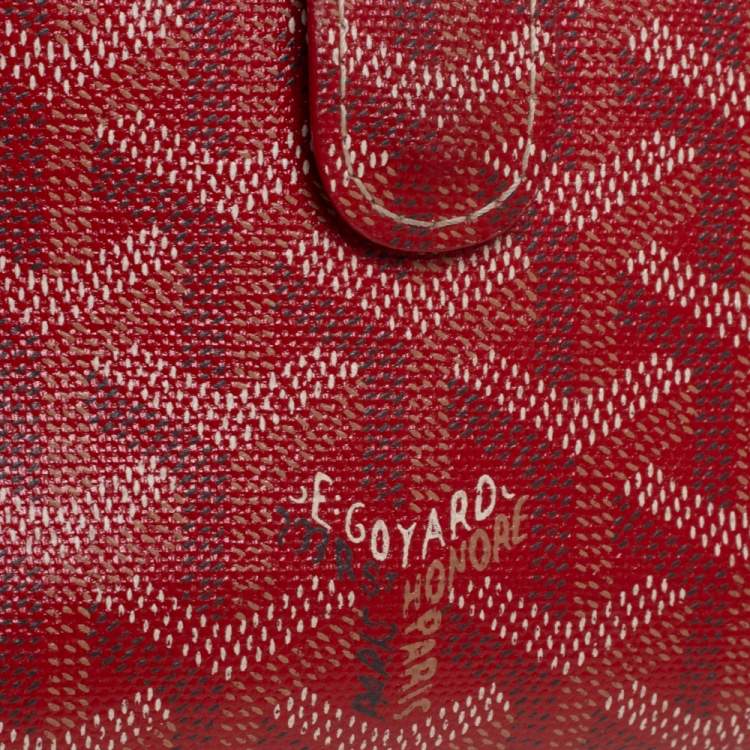 Pre Owned Goyard Red Goyardine Coated Canvas Tuileries Zip Compact Wallet