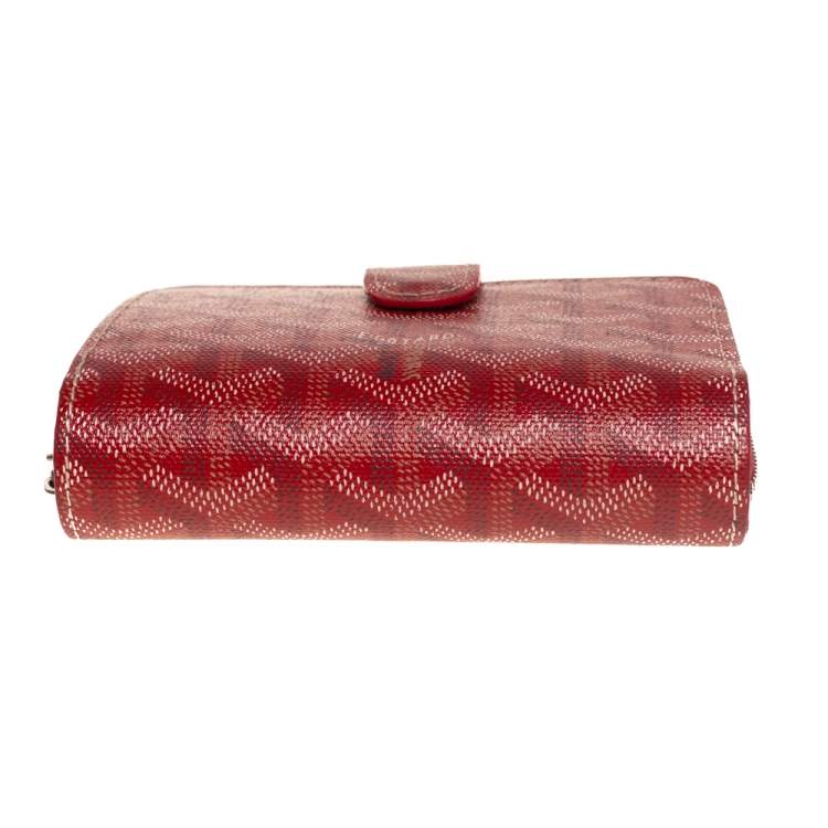 Pre Owned Goyard Red Goyardine Coated Canvas Tuileries Zip Compact Wallet