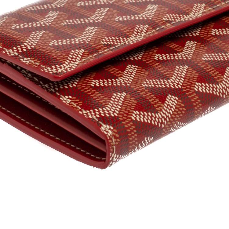 Pre Owned Goyard Red Goyardine Coated Canvas Varenne Continental Wallet