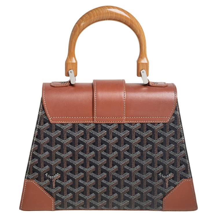 Pre Owned Goyard Brown Goyardine Coated Canvas and Leather Saigon PM Top Handle Bag