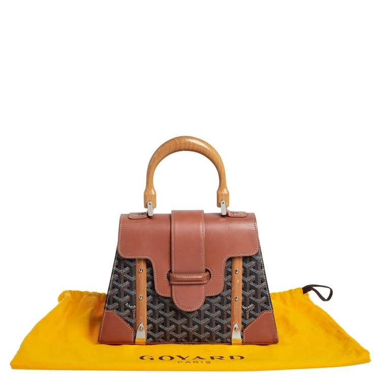 Pre Owned Goyard Brown Goyardine Coated Canvas and Leather Saigon PM Top Handle Bag