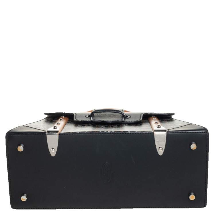 Pre Owned Goyard Black Coated Canvas and Leather PM Saigon Top Handle Bag