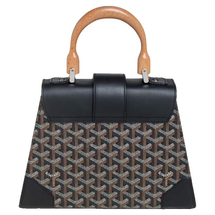 Pre Owned Goyard Black Coated Canvas and Leather PM Saigon Top Handle Bag