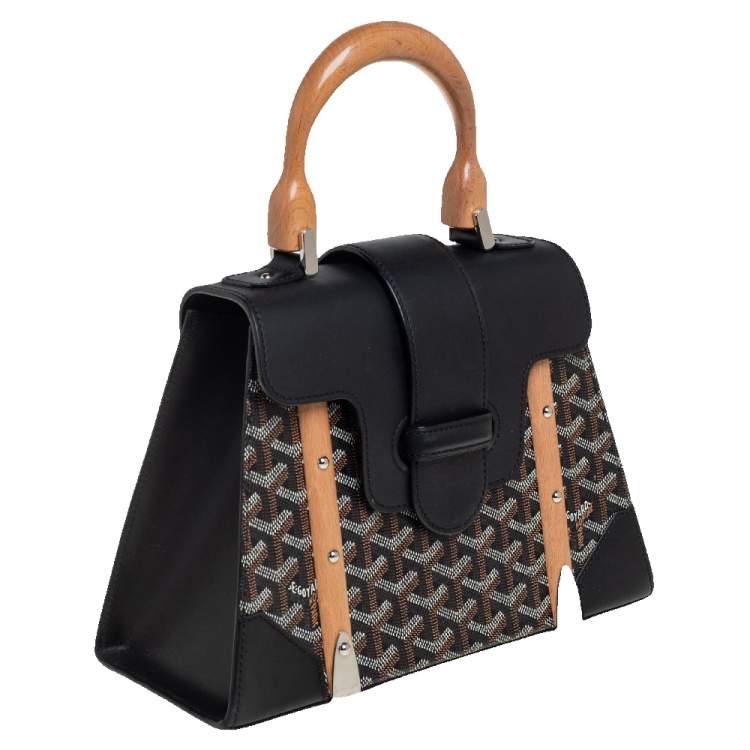 Pre Owned Goyard Black Coated Canvas and Leather PM Saigon Top Handle Bag