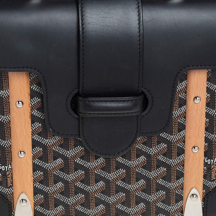 Pre Owned Goyard Black Coated Canvas and Leather PM Saigon Top Handle Bag