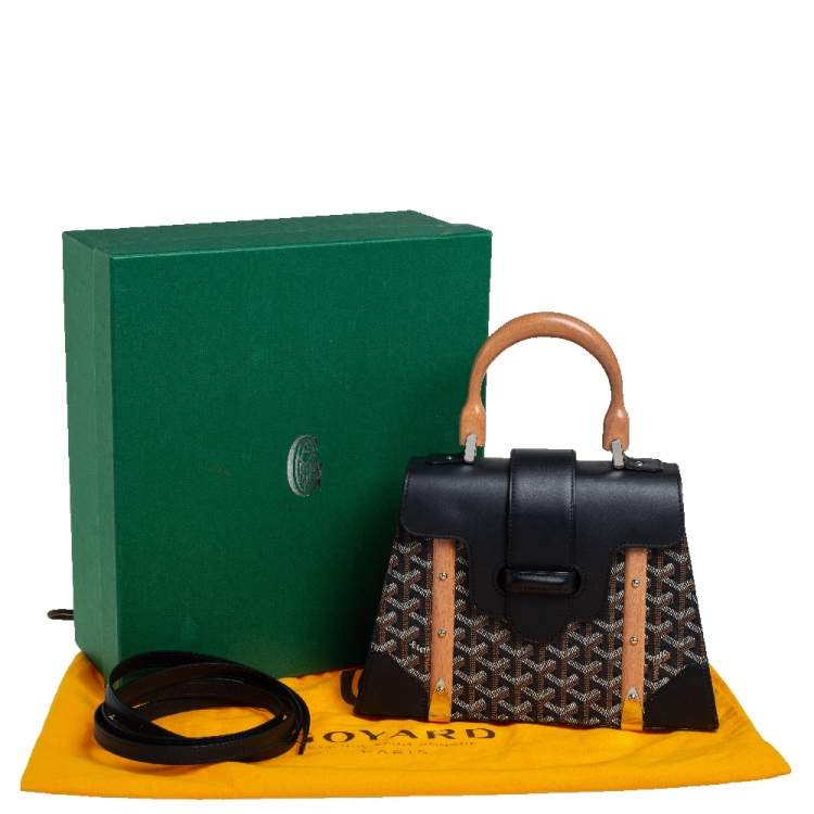 Pre Owned Goyard Black Coated Canvas and Leather PM Saigon Top Handle Bag