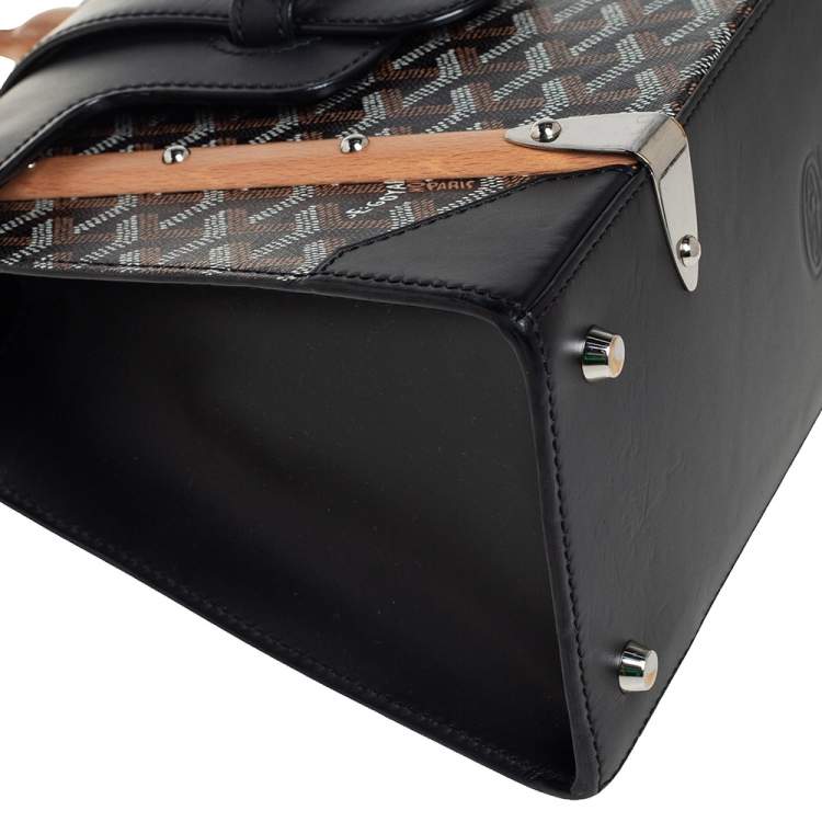 Pre Owned Goyard Black Coated Canvas and Leather PM Saigon Top Handle Bag